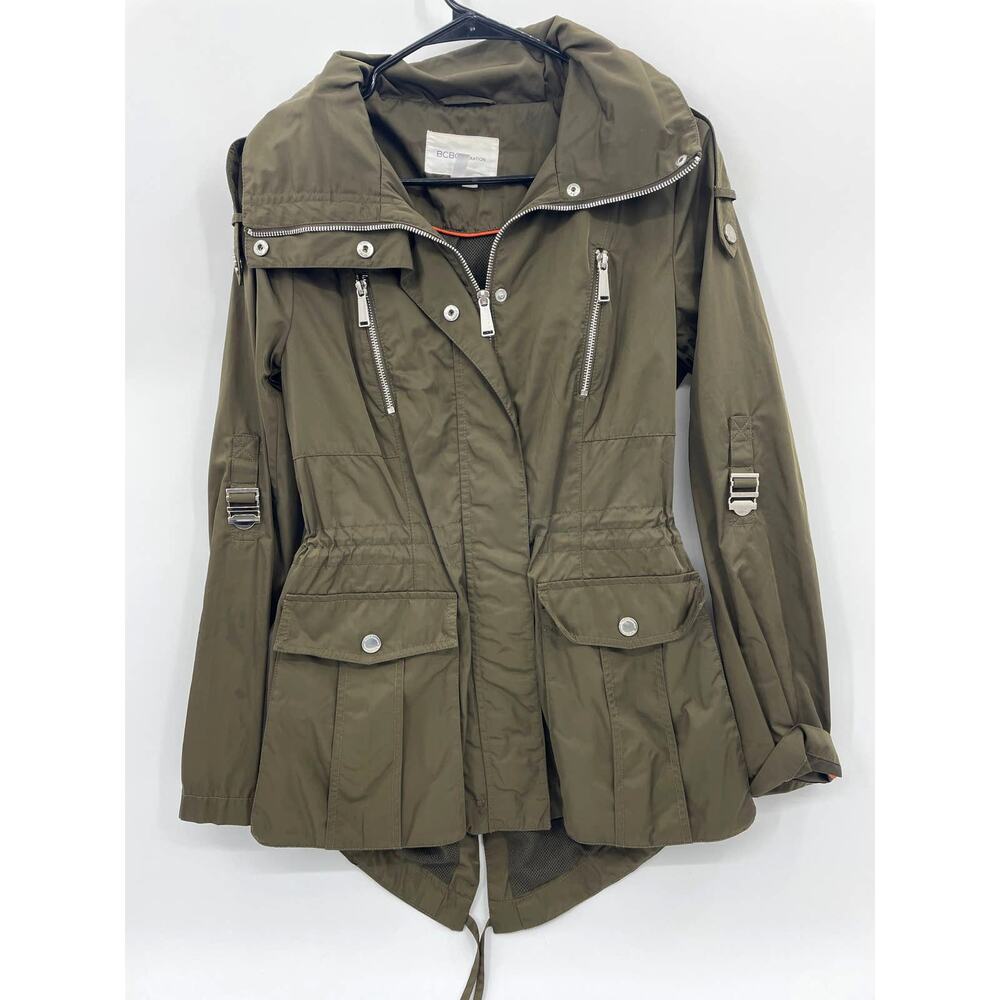 BCBGENERATION Hooded Utility Full Zip Jacket Womens Size S Full Zip Lightweight